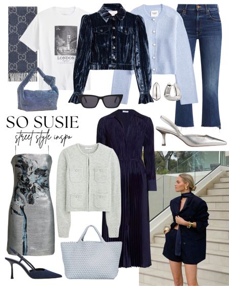 This week’s street style board inspo comes from this cool girl wearing beautiful rich navy and pretty silver metallics 💙🤍

#LTKGiftGuide #LTKstyletip #LTKparties