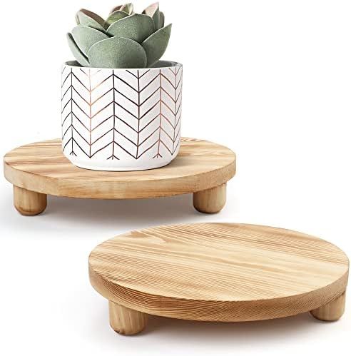 LotFancy Wooden Plant Stool, 2Pack, 10” Potted Plant Stand, Round Pot Flower Pedestal Riser Hol... | Amazon (US)