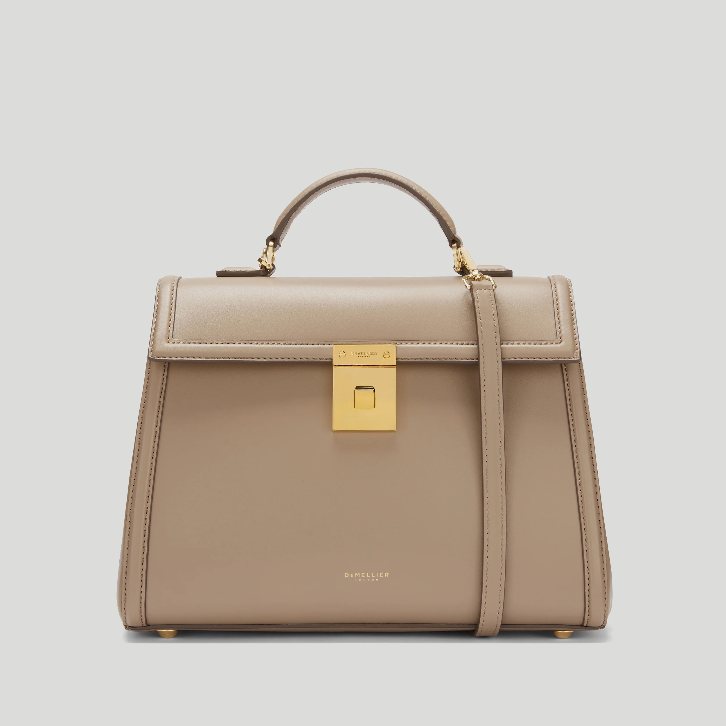 DeMellier The Midi Paris in Dark Sand Smooth Leather Crossbody bag | DeMellier