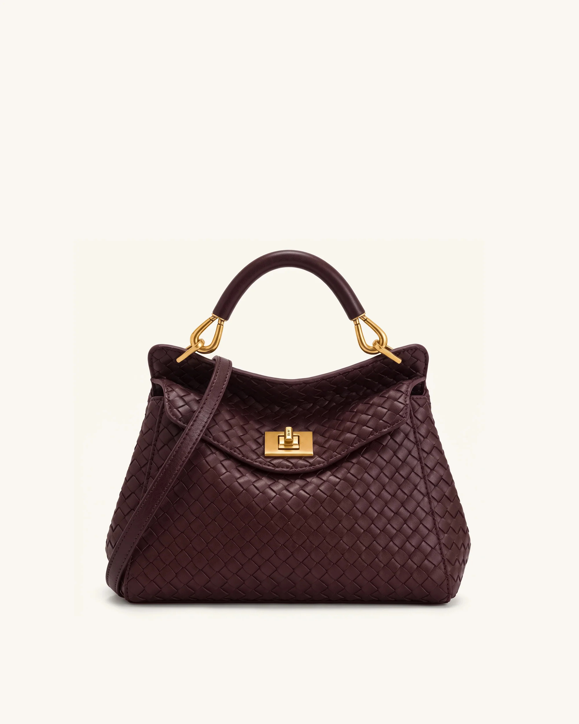Lucia Classic Woven Top Handle Bag - Dark Burgundy | JW PEI US