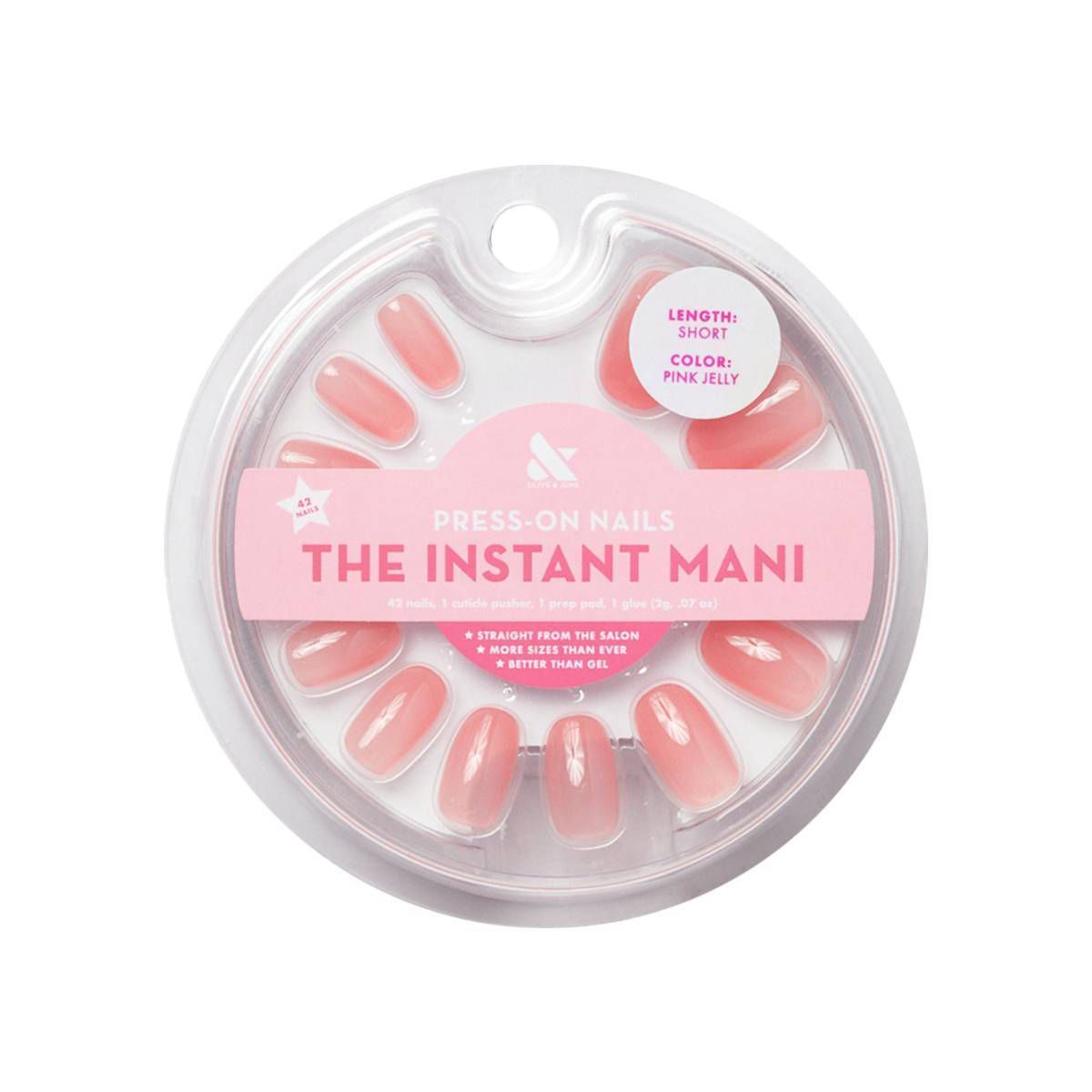 Olive & June Round Press-On Fake Nails - Pink Jelly - 42ct | Target