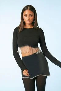 Rhinestone-Trim Mini Skirt | Forever 21 (US)