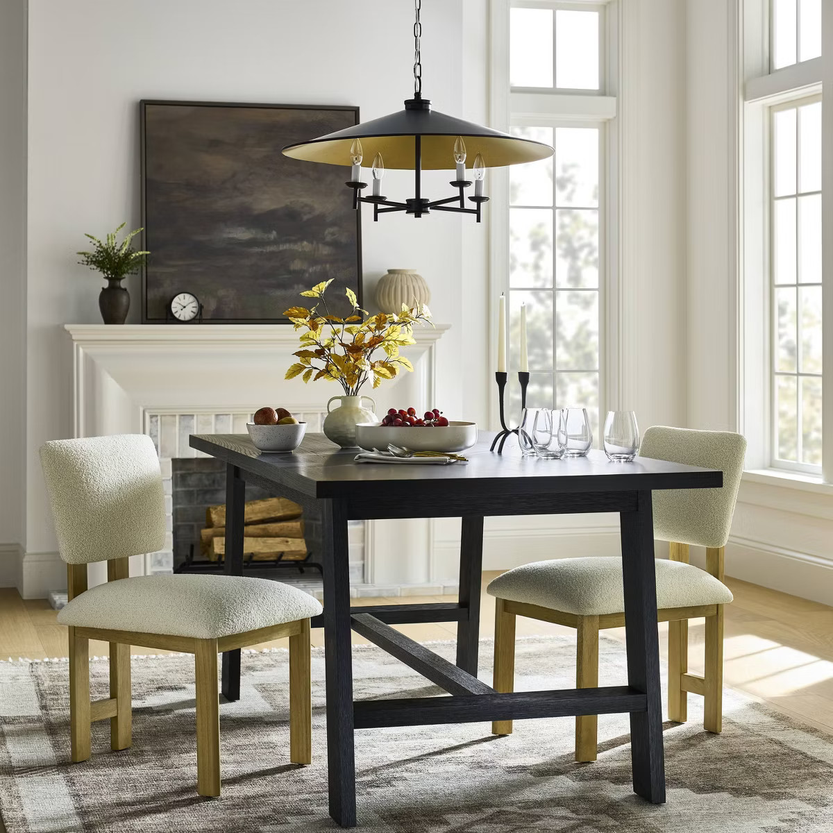 2pk Modern Upholstered Wood Dining Chair Cream - Threshold™ designed with Studio McGee: Lacquer... | Target