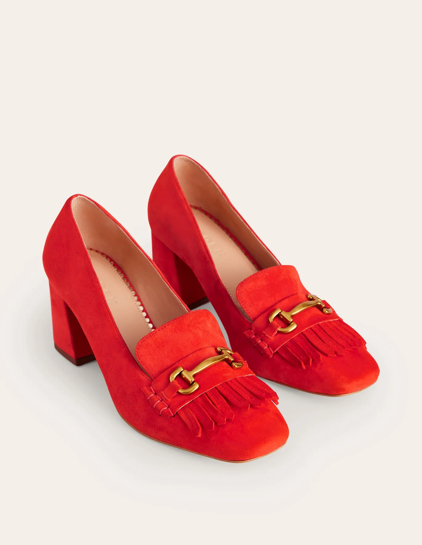 Iris Ghillie Heeled Loafers - Red Suede | Boden US | Boden (US)