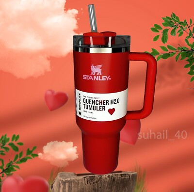 40oz Stanley Quencher H2.0 Valentine’s Day Heart Target RED Tumbler Hot or Cold | eBay US