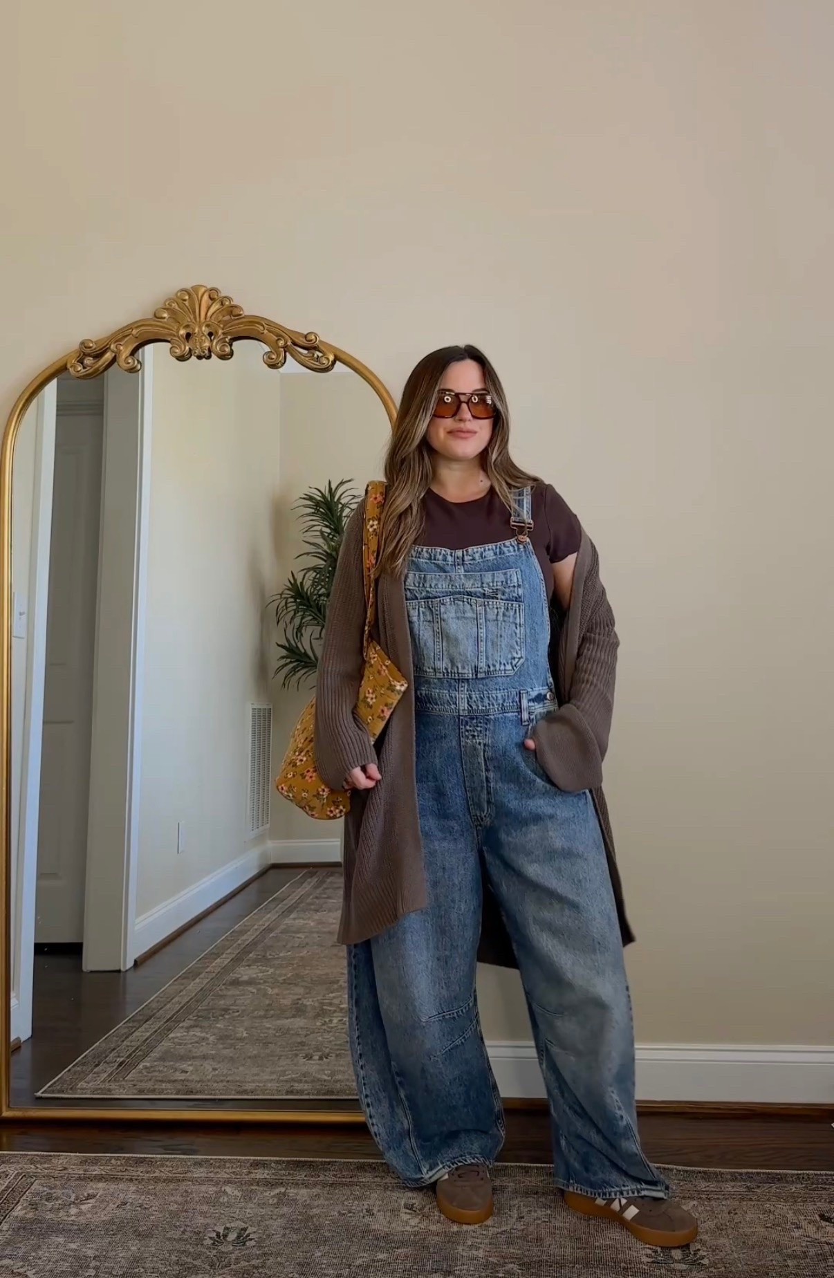 @gap overalls. - L
@oldnavy cardigan - M