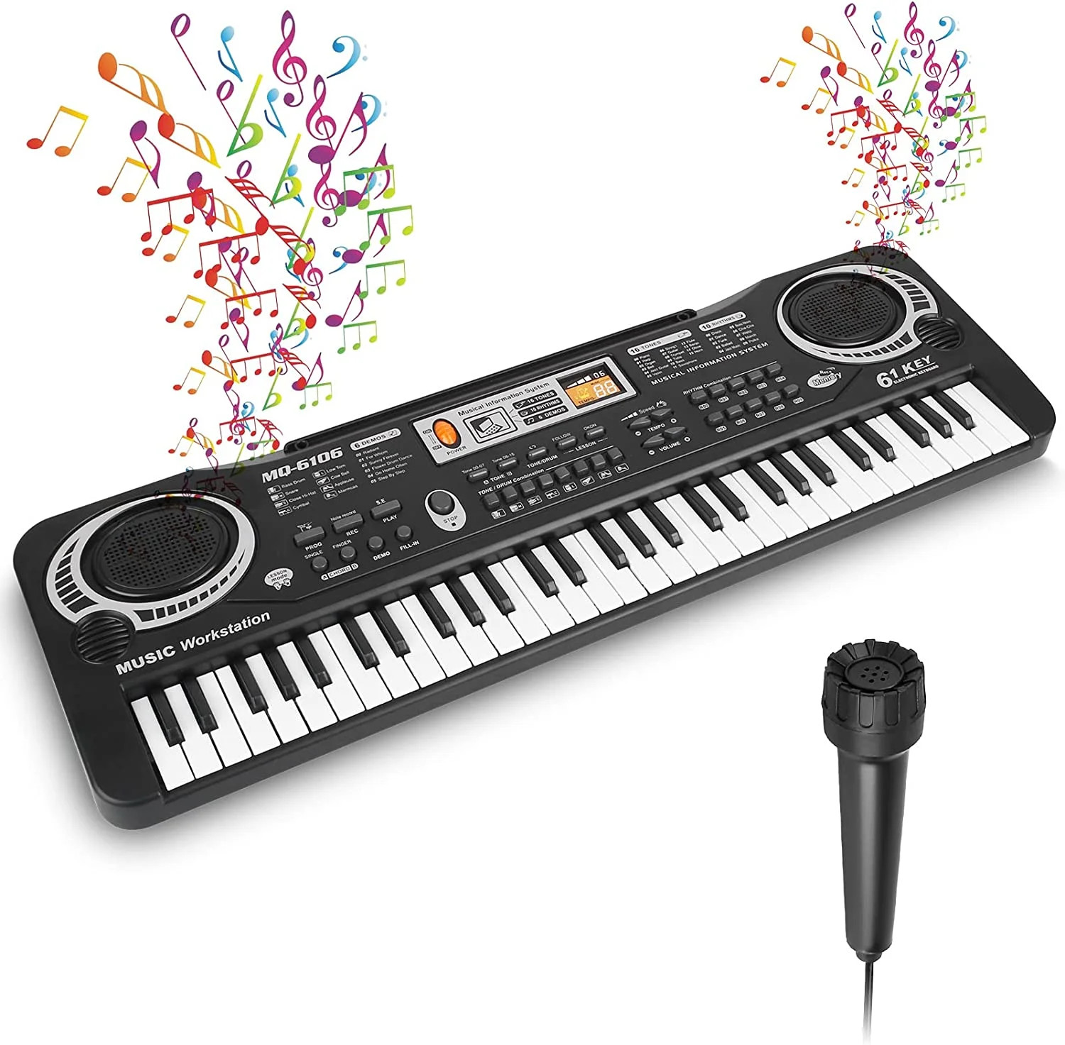 Mixfeer 61 Key Keyboard Piano, Electronic Keyboard Piano with Microphone for Kids Gift, Black | Walmart (US)