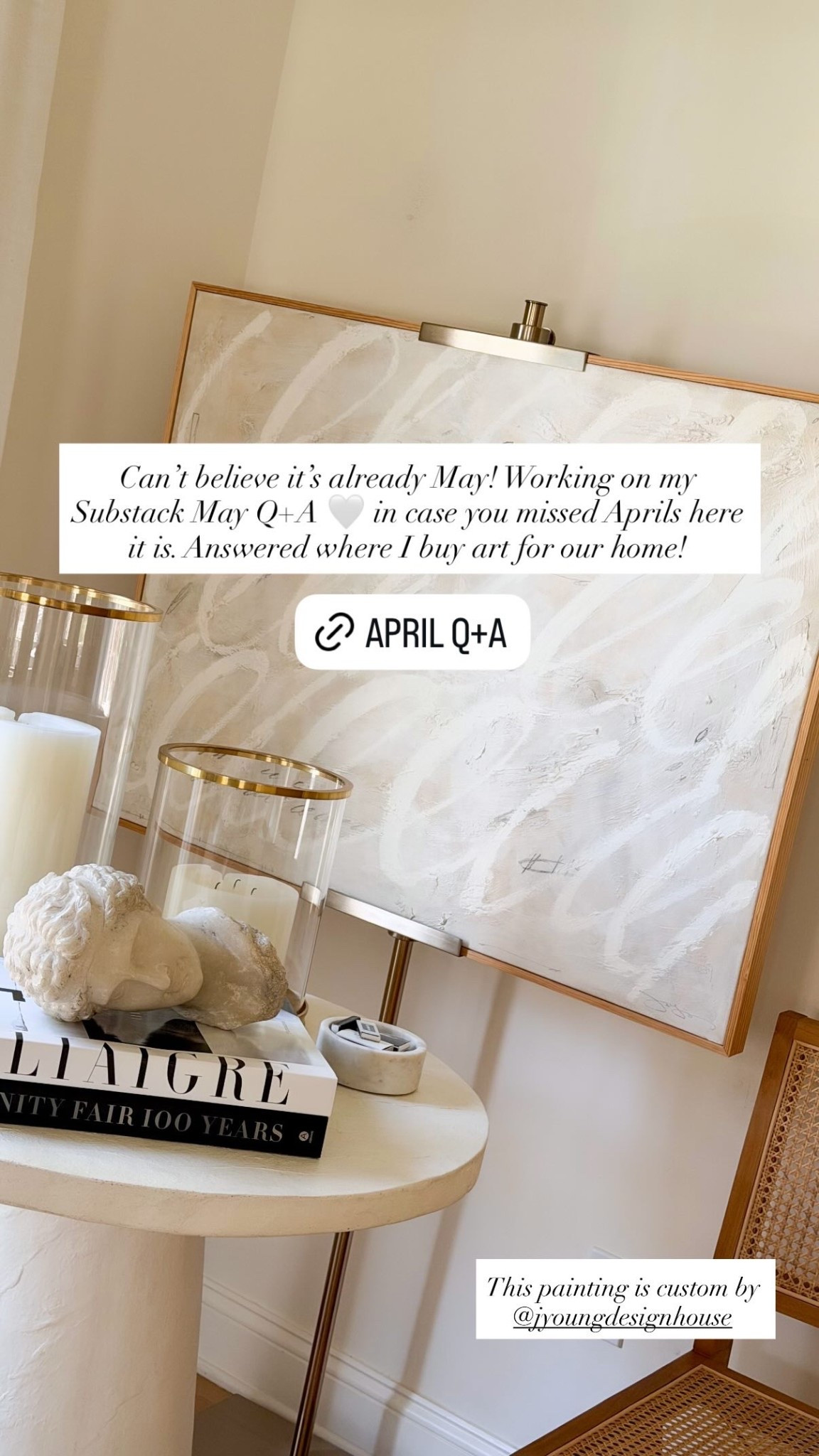 Josh Young painting, decor Substack, home decor, side table.  

#LTKSeasonal #LTKHome #LTKstorytime