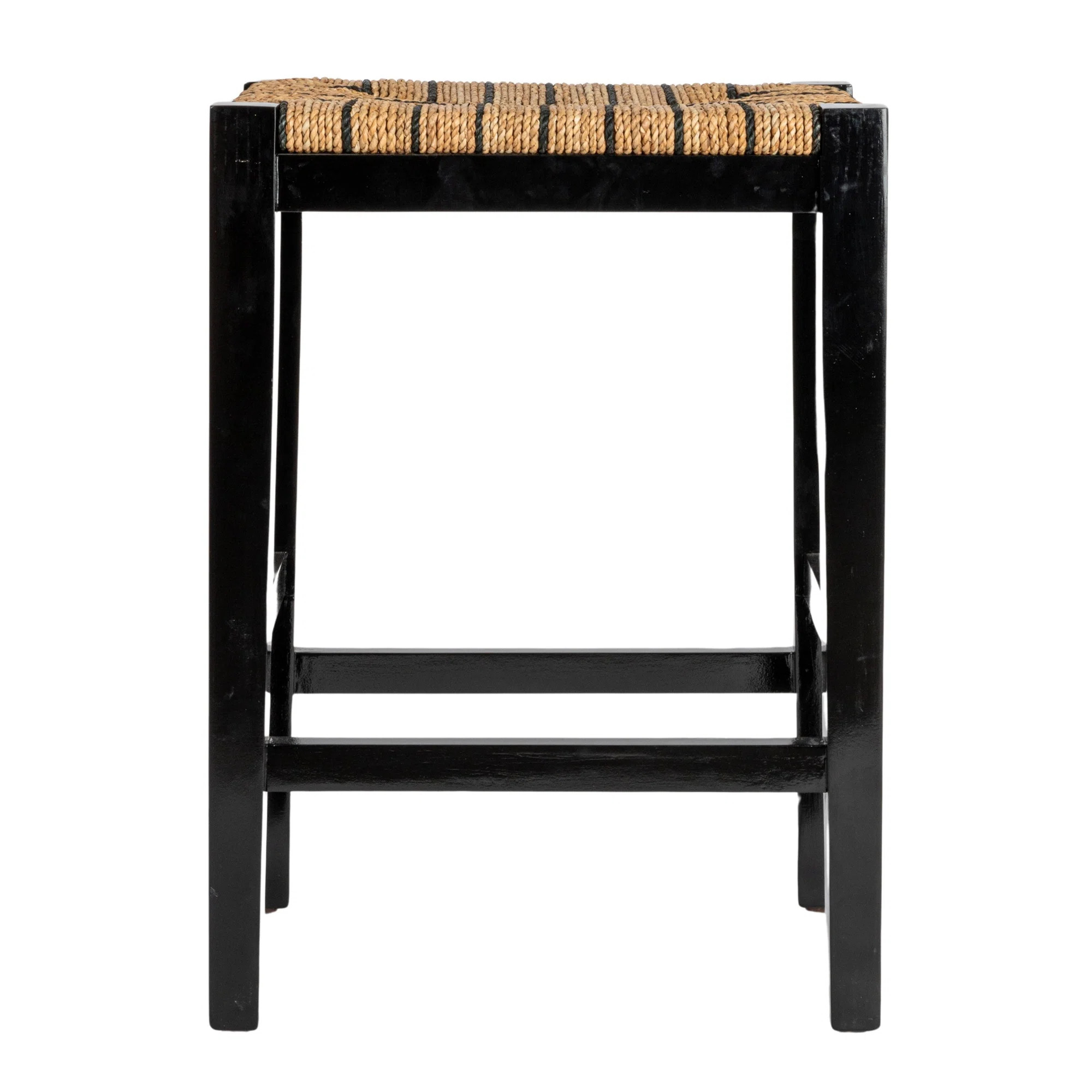 Mahogany Wood & Natural Woven Seagrass Rope Bar Stool | Joss & Main