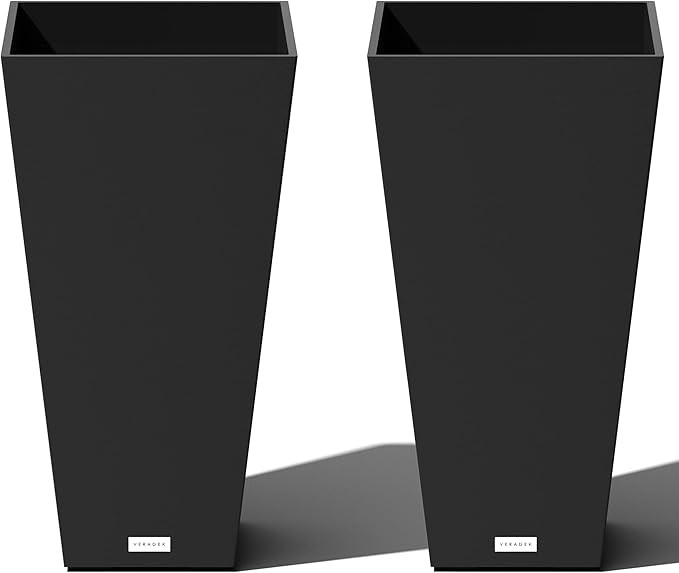 Veradek V-Resin Indoor/Outdoor Taper Planter, 2-Pack (26 inch, Black) | Amazon (US)