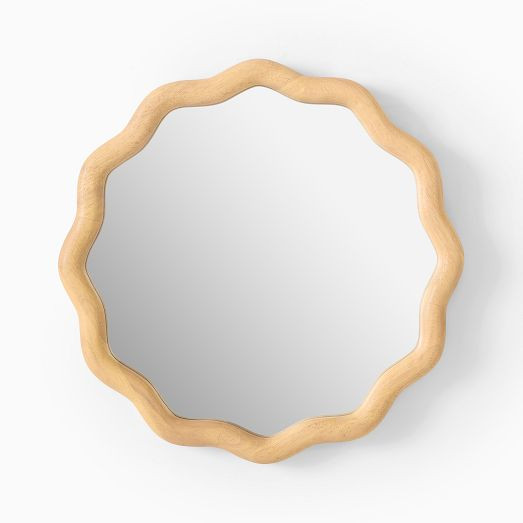 Round Wavy Wood Wall Mirror | West Elm (US)