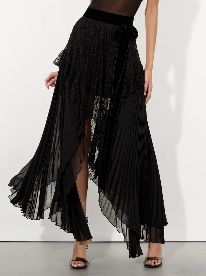 CORALIA MIDI SKIRT WITH BOW BELT | Alice + Olivia