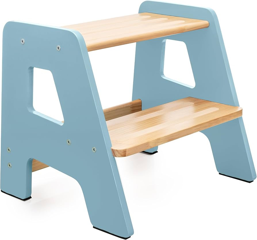 Wooden Step Stools for Kids - Sturdy, Non-Slip, Non-Tip Toddler Step Stool for Bathroom Sink for ... | Amazon (US)
