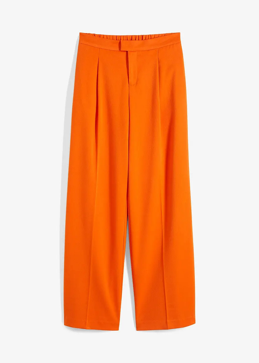 Stylische Bundfaltenhose aus recyceltem Polyester - orange | Bonprix DE