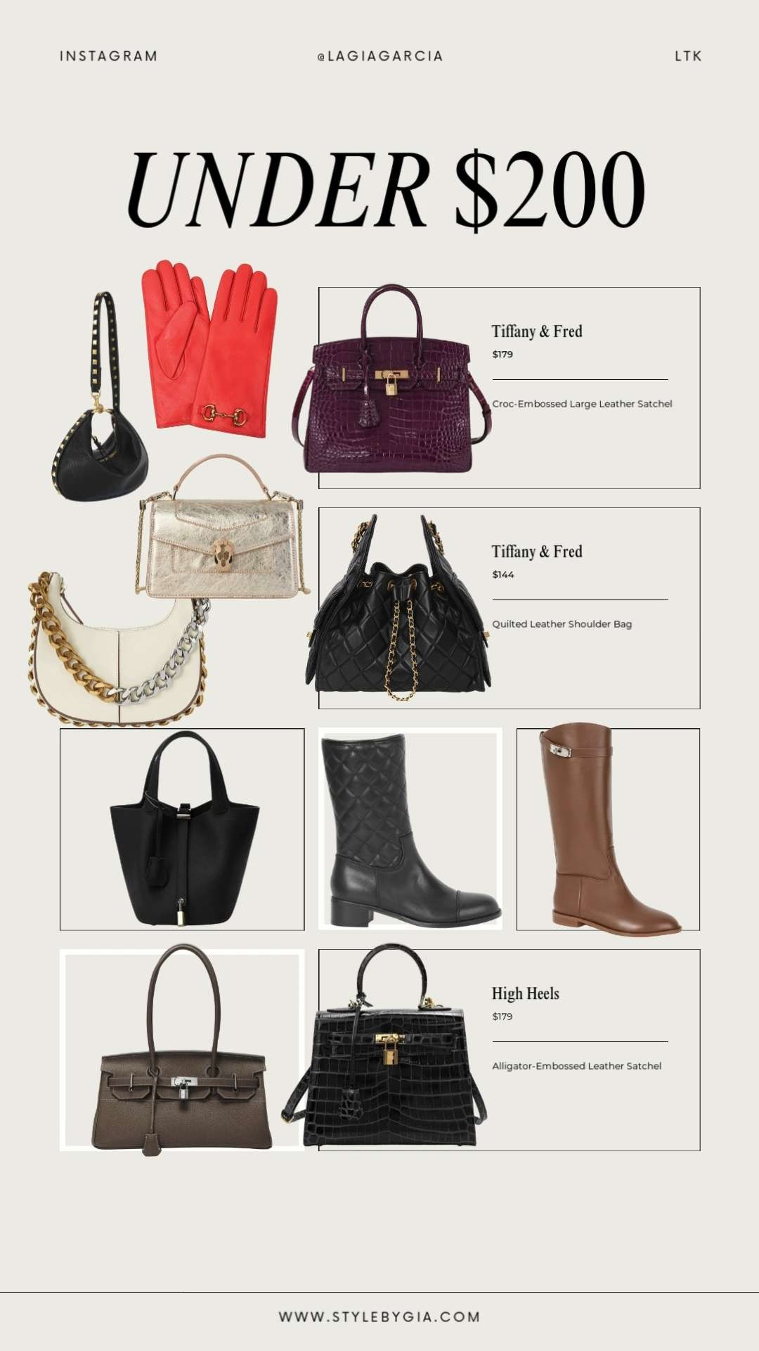 Here are genuine leather designer dupes from Tiffany and Fred from Gilt and RueLaLa!🧤👜👢Hurry before styles go out of stock! 

 #LTKSeasonal #LTKWorkwear #LTKTravel