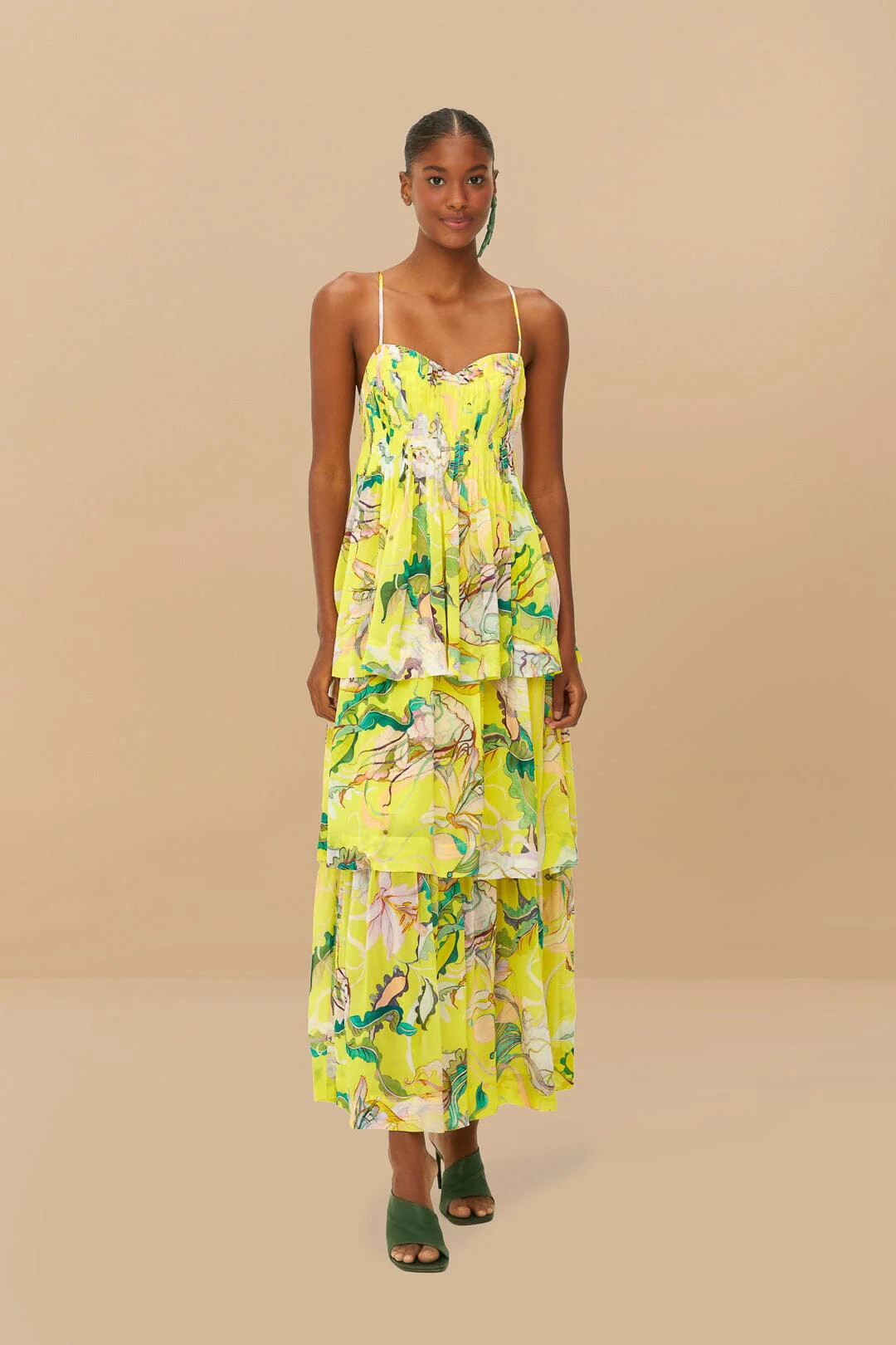 Yellow Jellyfish Bouquet Layered Maxi Dress | Farm Rio UK