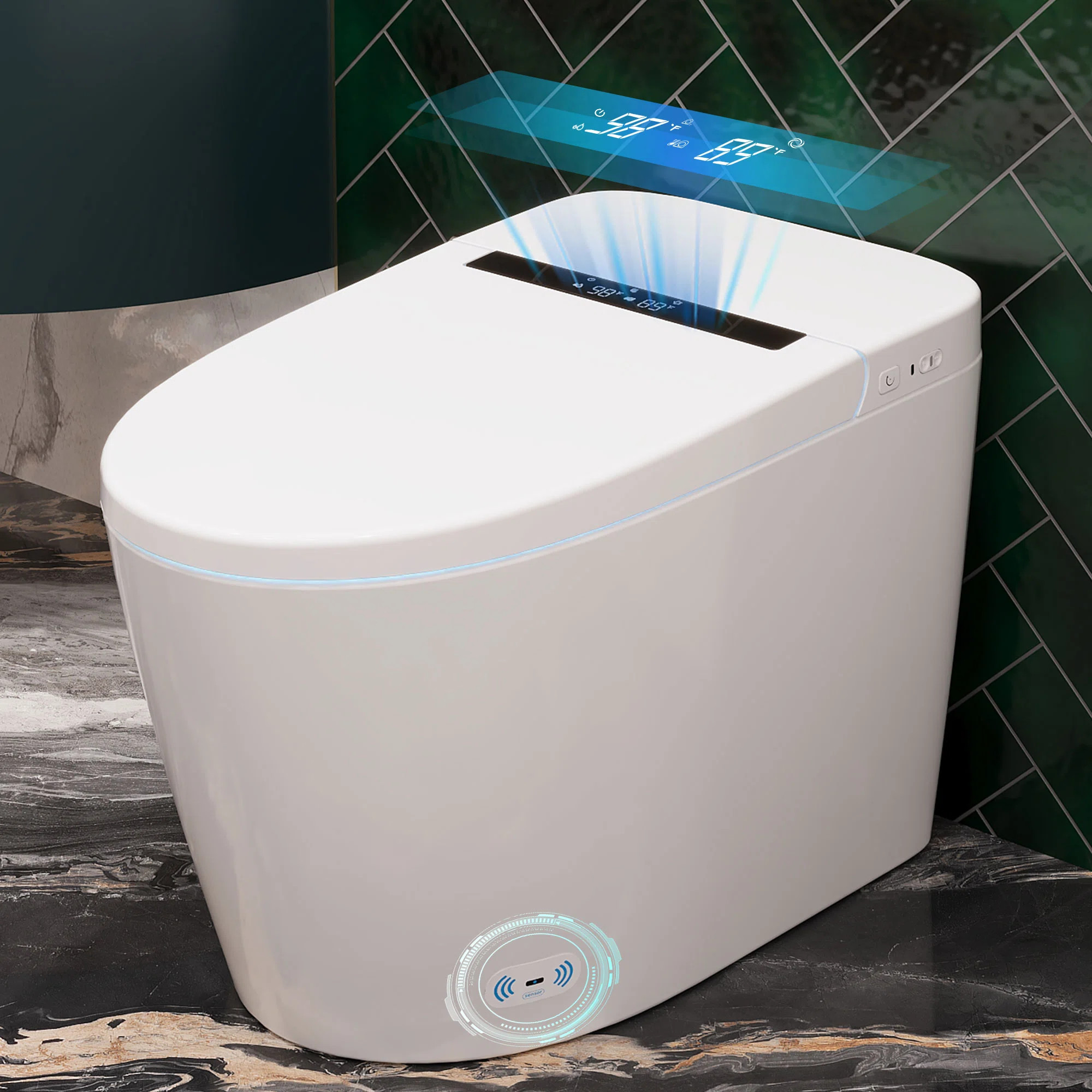 Smart Toilet Elongated Modern Bidet Toilet with Auto/Blackout Flush, Heated Seat, Warm Wash, Drye... | Wayfair North America