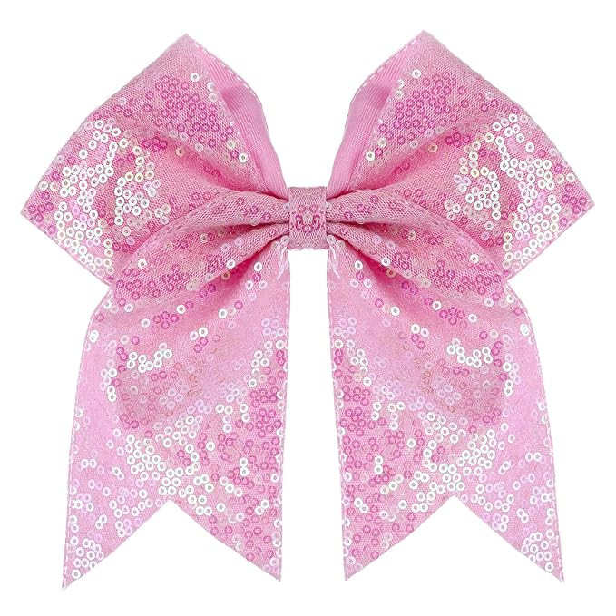 Large Glitter Cheer Bows Clips, Jumbo Big 7 Inch Cheerleading Sequin Hair Bow Hair Accessories fo... | Amazon (US)
