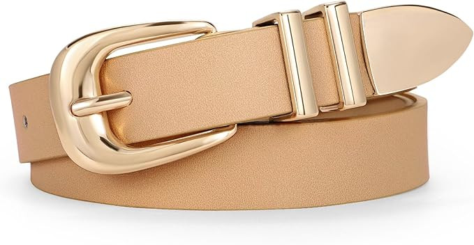 WERFORU Women Leather Belt Fashion Leather Waist Belt for Pants Jean Ladies Western Belt with Gol... | Amazon (US)