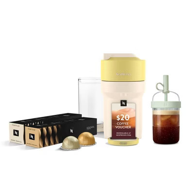 Nespresso Limited-Edition Vertuo Pop+ Coffee and Espresso Maker Flavored Iced Bundle by De'Longhi Pastel Yellow | Target