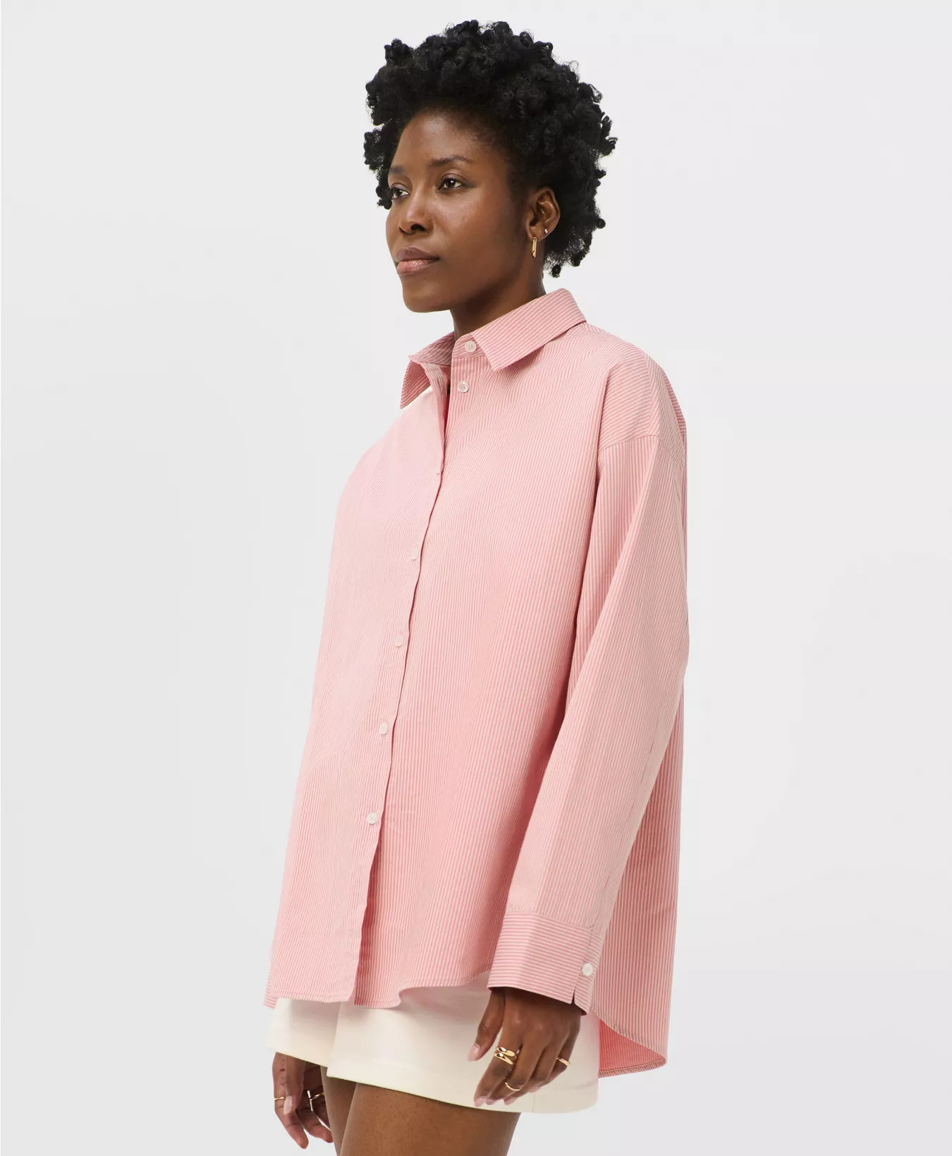 Summer Stripe Shirt - Melrose Pink White Stripe Print | Women's Base Layers & Long Sleeve Tops | ... | Sweaty Betty UK