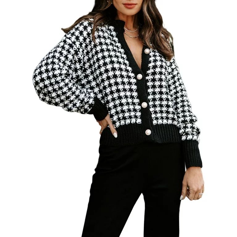 Eytino Cardigan Sweaters for Women Plaid Button Down Cardigan Long Sleeve Cardigan Sweaters Cable... | Walmart (US)
