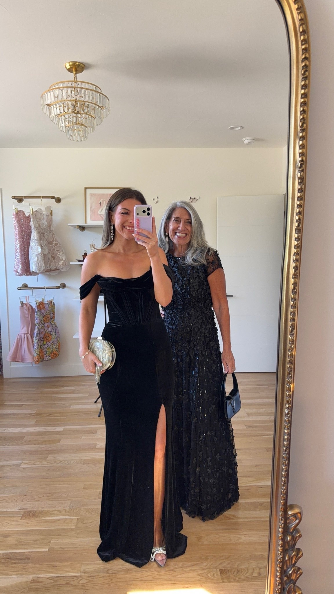 black velvet off-shoulder gown with a corset bodice and leg slit, black gown with short sleeves and an allover beaded finish mom and me formal wedding guest and mother of the bride dresses 💍

revolve: tulip 
electric picks: emerson20

I’m 5’4” and wear a size small/2 

mom is 5’4” and wears a medium/6

fall wedding guest dresses, wedding guest dresses, cocktail dresses, semi-formal dresses, black tie wedding guest dresses, destination wedding guest dresses, garden party dresses, wedding guest outfit ideas, mom & me outfits, mom & me dresses, matching outfits, mother daughter outfits, family photo outfits, wedding guest dresses, mother of the bride, mother of the groom, wedding guest outfit ideas

#LTKWedding #LTKgrwm #LTKootd