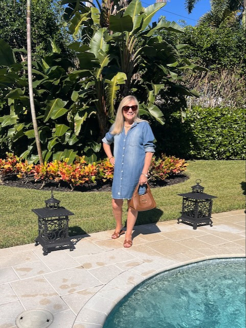 Florida fall vibes with a Frank & Elaine denim shirtdress. Casual, classic, and the perfect look for Fall 2025. 

 #LTKSeasonal #LTKMidsize #LTKShoeCrush