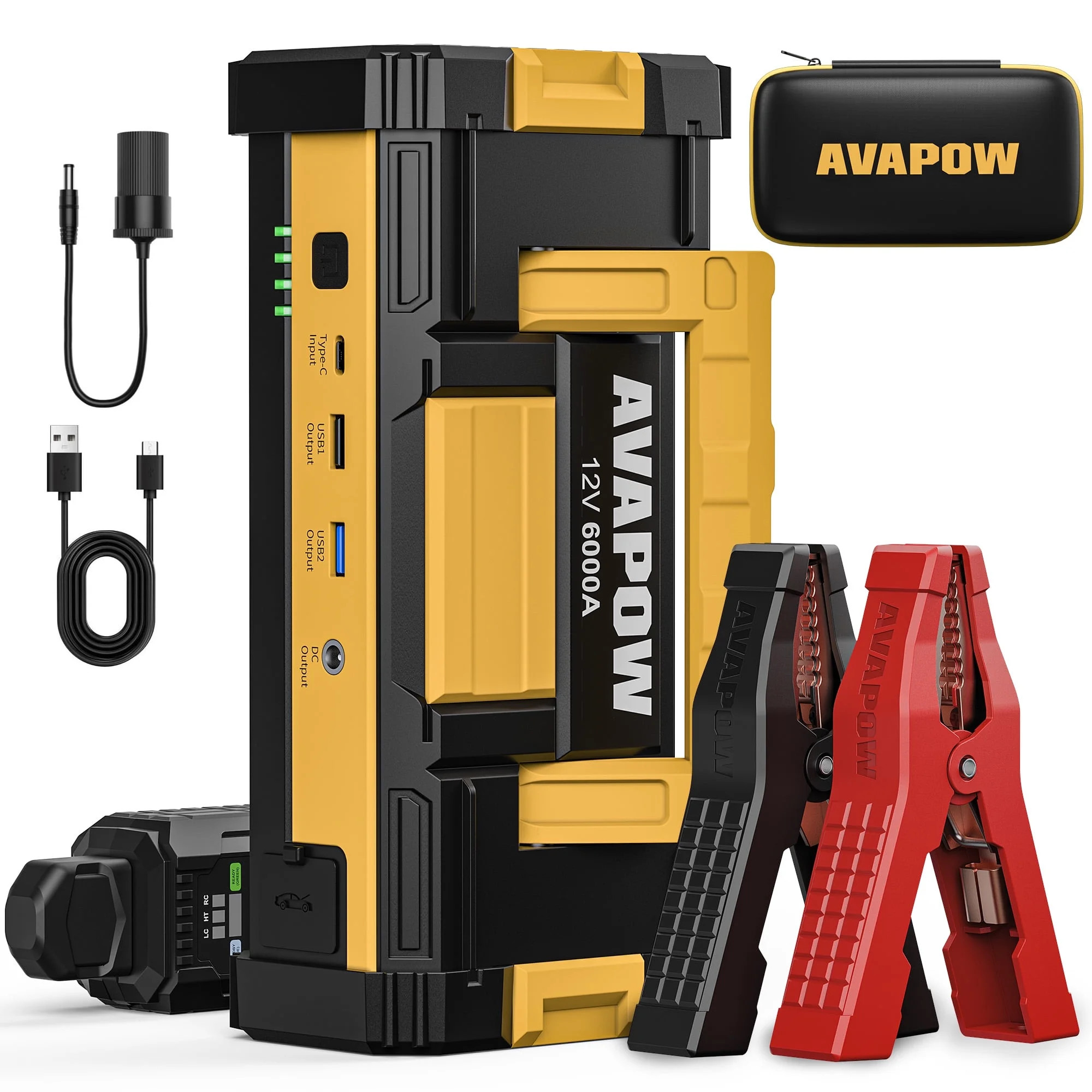 AVAPOW 6000A Car Battery Jump Starter, Portable Car Jump Starter with Dual USB Quick Charge and D... | Walmart (US)