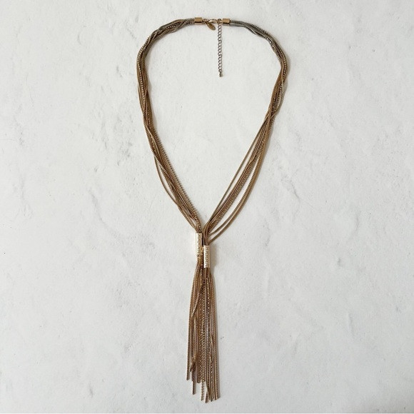 [the limited] gold tone multi strand Y necklace with crystals | Poshmark