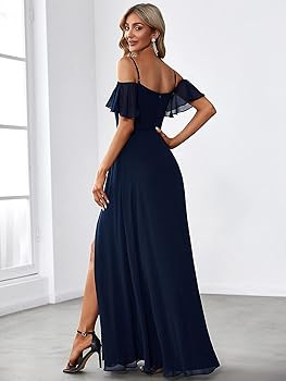 Ever-Pretty Women's Formal Dresses Off Shoulder Short Sleeve Split A-Line Floor Length Bridesmaid... | Amazon (US)