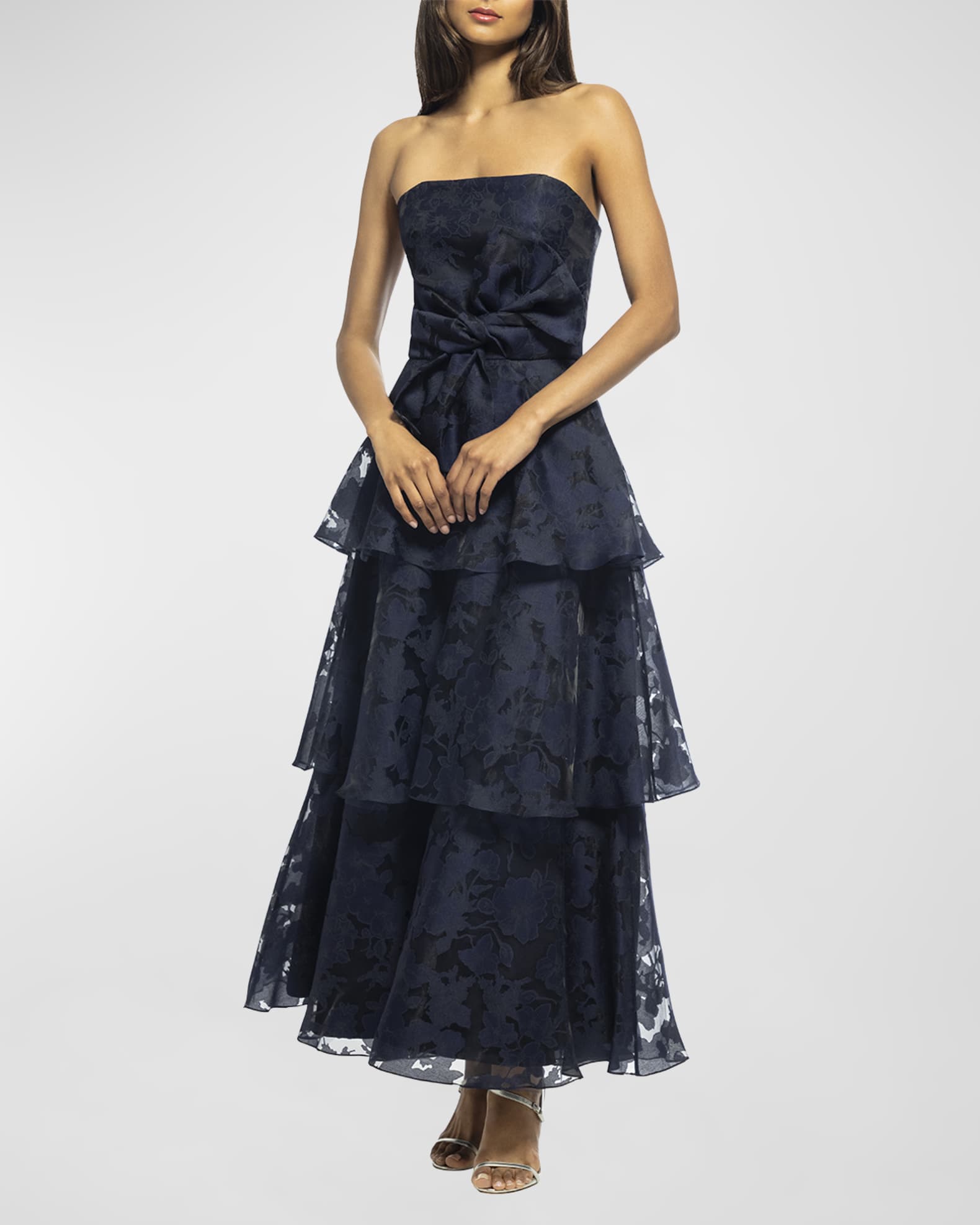 Shoshanna Tiered Strapless Floral Organza Gown | Neiman Marcus