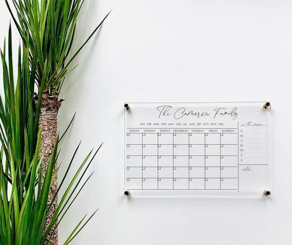 Personalized Acrylic Calendar For Wall ll  dry erase board lucite clear acrylic calendar  office ... | Etsy (US)