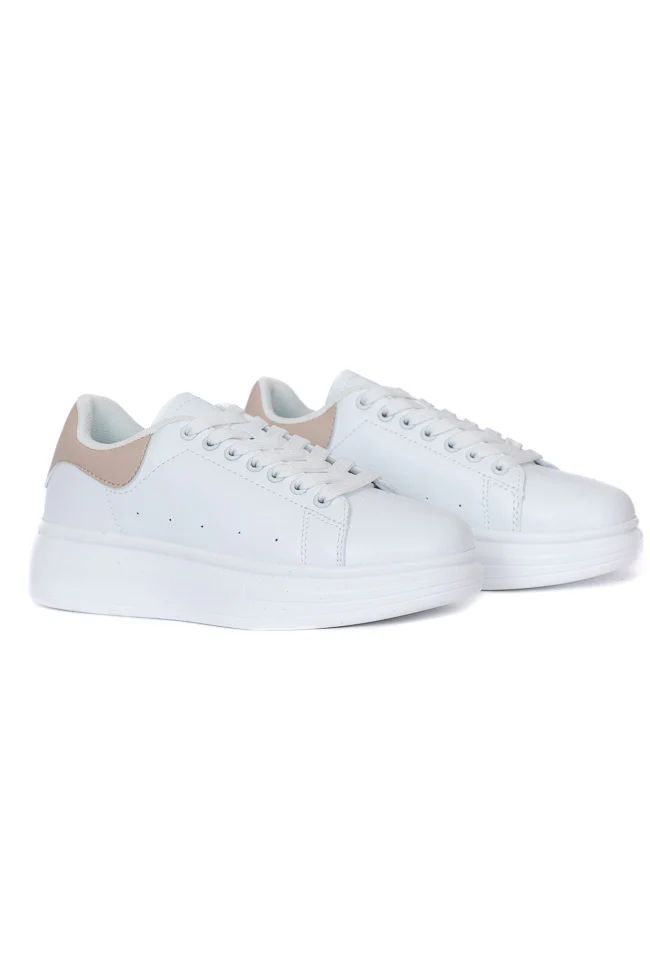 Karlie Taupe Heel White Sneaker | Pink Lily