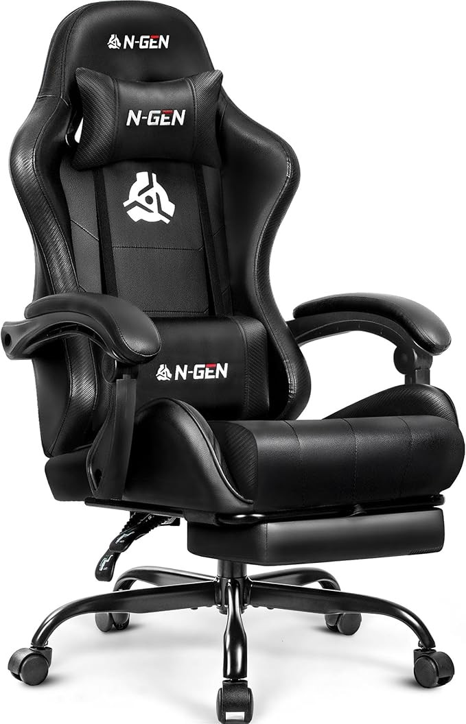 N-GEN GAMING Video Gaming Chair with Footrest Lumbar Support for Home Office High Back Recliner H... | Amazon (US)