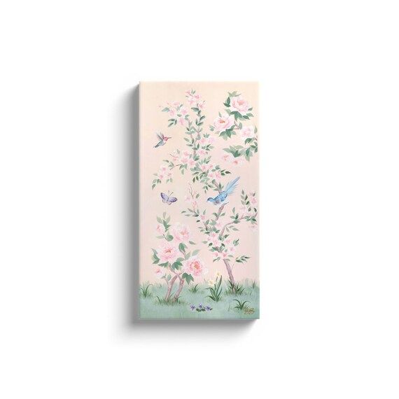 April A Pink Chinoiserie Canvas Wrap | Etsy | Etsy (US)