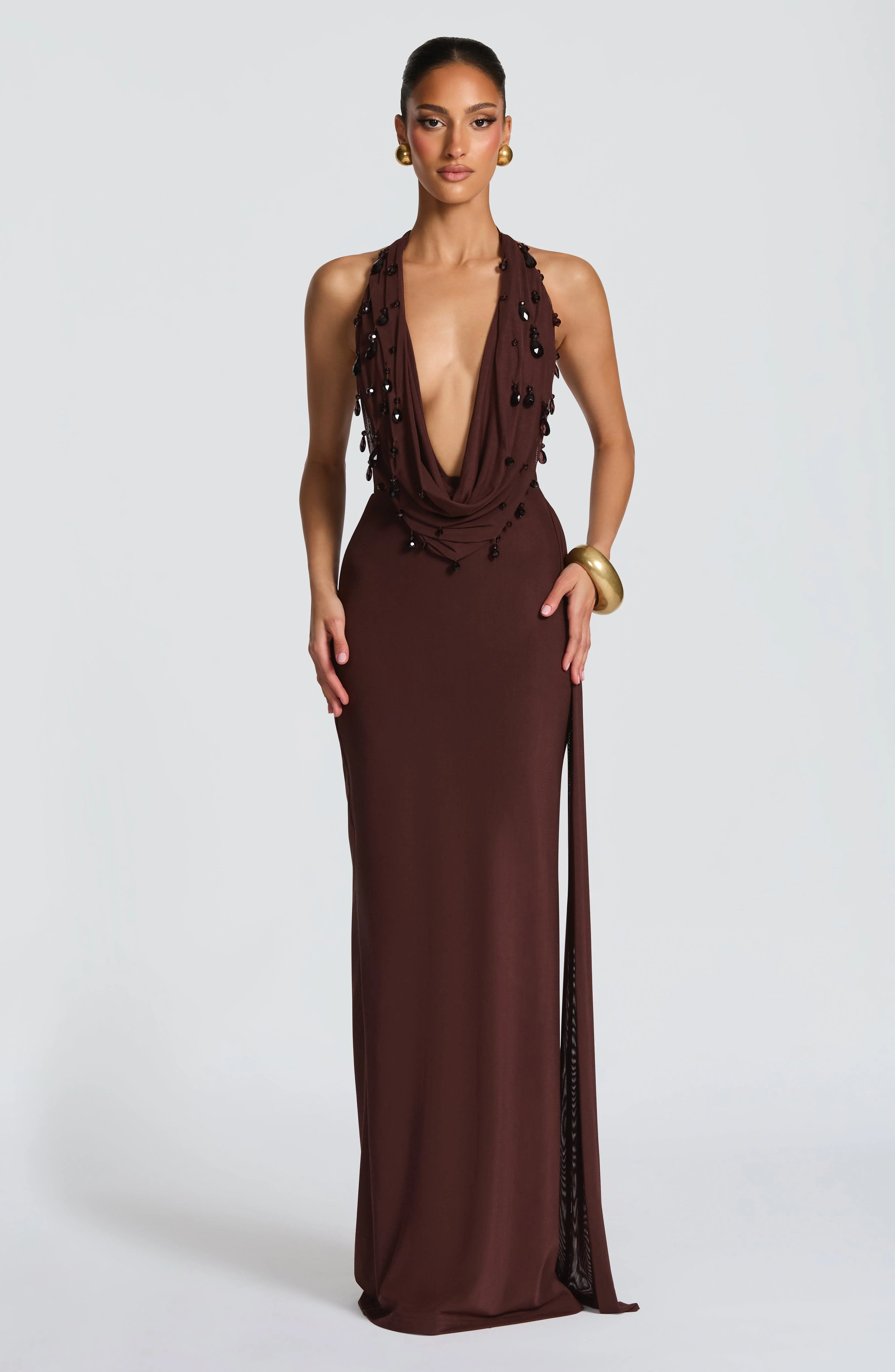 Fabia Maxi Dress - Plum Brown | Babyboo (global)