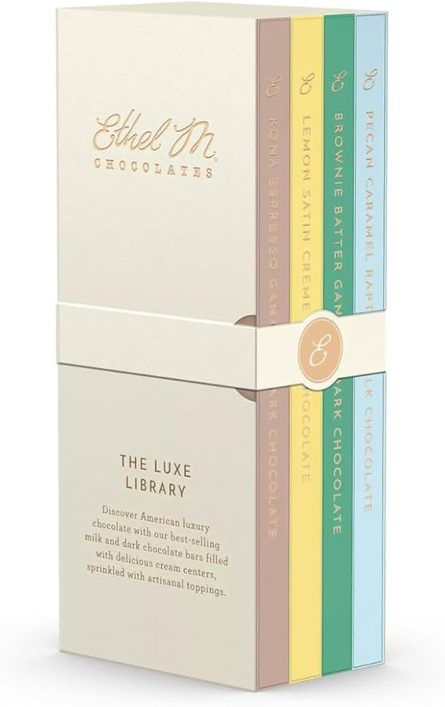 Ethel M Chocolates Luxe Library 4-Pack Gourmet Chocolate Tablet Bar Assortment, Small Batch of Pr... | Amazon (US)