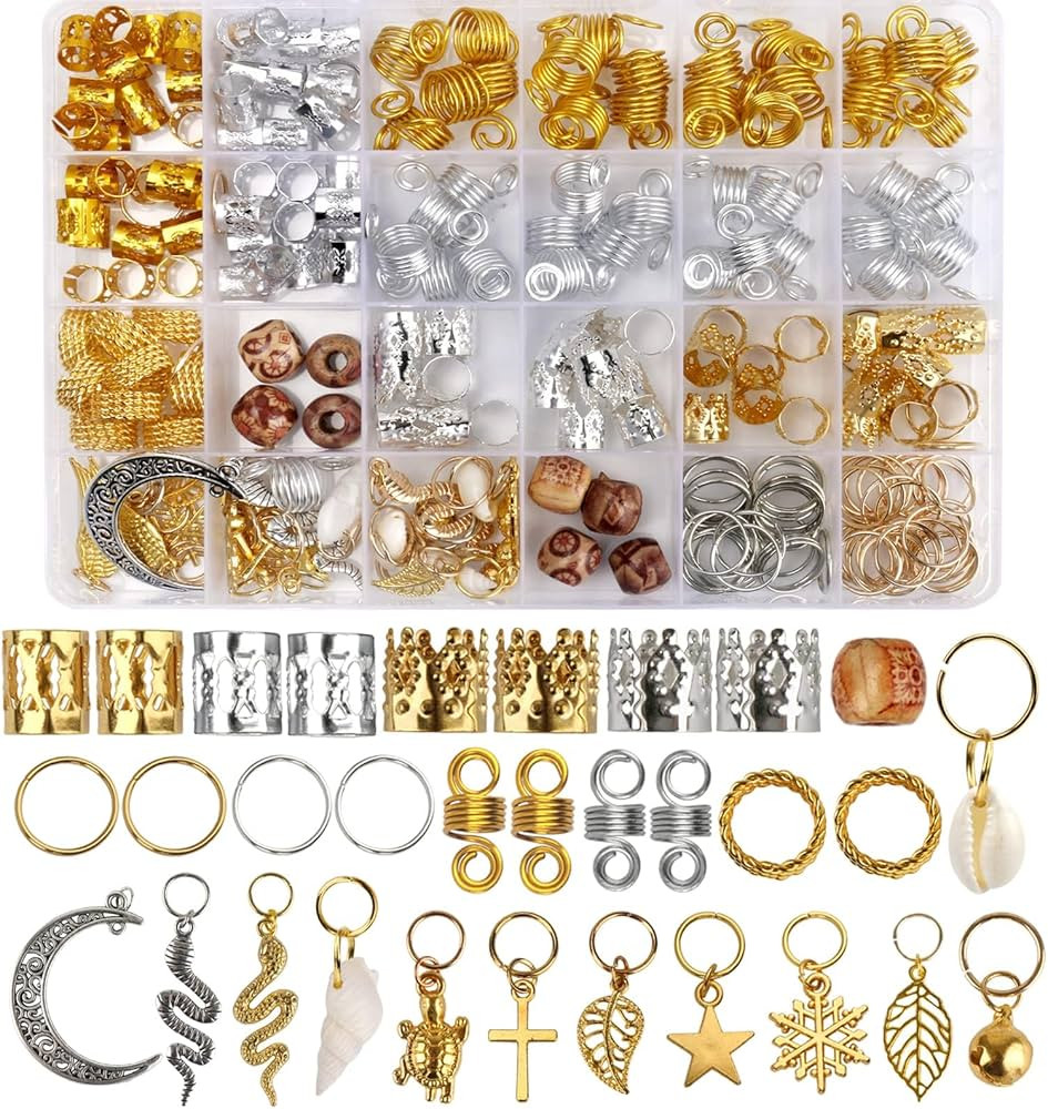 241PCS Dreadlock Jewelry WNJ, Beads for Hair Braids, Hair Jewelry for Women Braids, Metal Gold Br... | Amazon (US)