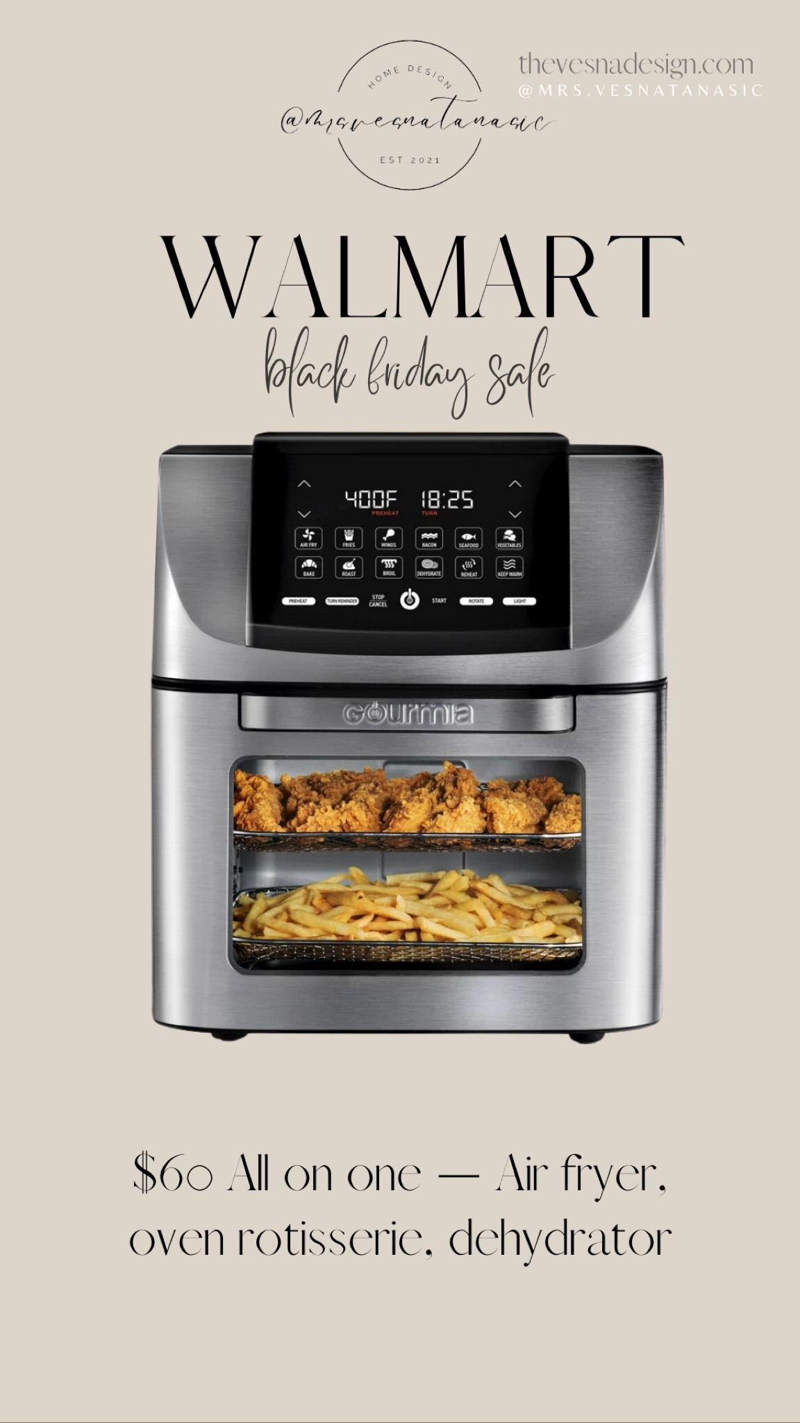 $60 ALL IN ONE AIR FRYER,!!

Walmart. Walmart Black Friday Deals. Walmart finds. Walmart sale. Walmart tech. Walmart Apple Watch. Apple Watch. Black Friday Deals. Walmart home. Walmart style. Walmart sale. Sale alert. Black Friday sales. Black Friday. Cyber week. Gift idea. Gifts for her. Gifts for him. Gifts. Gift Guide. Gift. holiday. Christmas. Christmas gift. Christmas shopping. Holiday finds. Air fryer. All in one. Oven rotisserie. 

#LTKCyberweek #LTKGiftGuide #LTKsalealert
