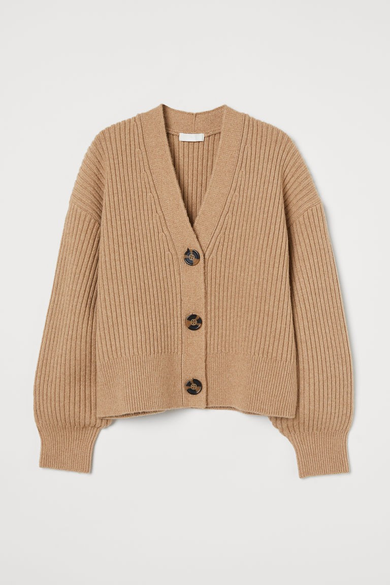 H & M - Rib-knit Cardigan - Beige | H&M (US + CA)