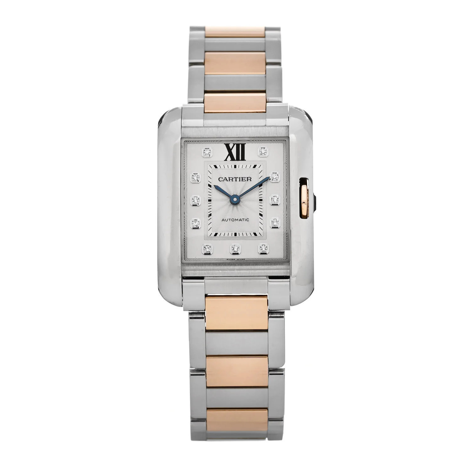Stainless Steel 18K Pink Gold Diamond 30mm Tank Anglaise Automatic Watch | FASHIONPHILE (US)