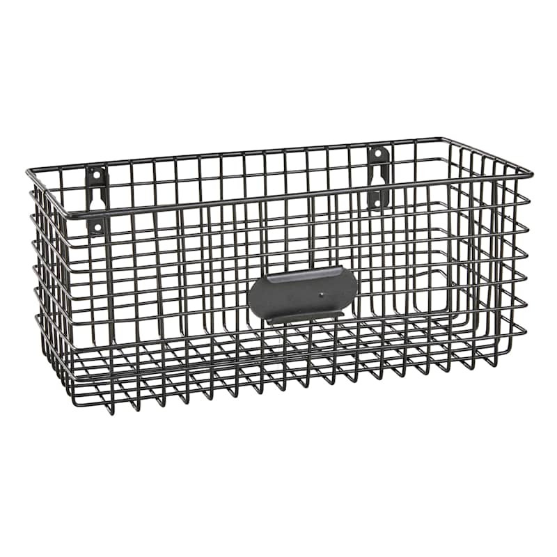Black Metal Wire Wall Basket, Small | At Home