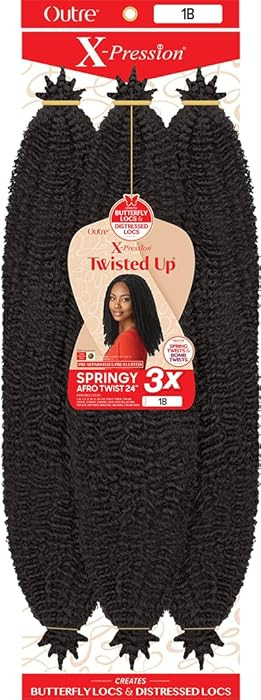 Outre Crochet Braids X-Pression Twisted Up 3X Springy Afro Twist 24" (1-pack, 1B) | Amazon (US)