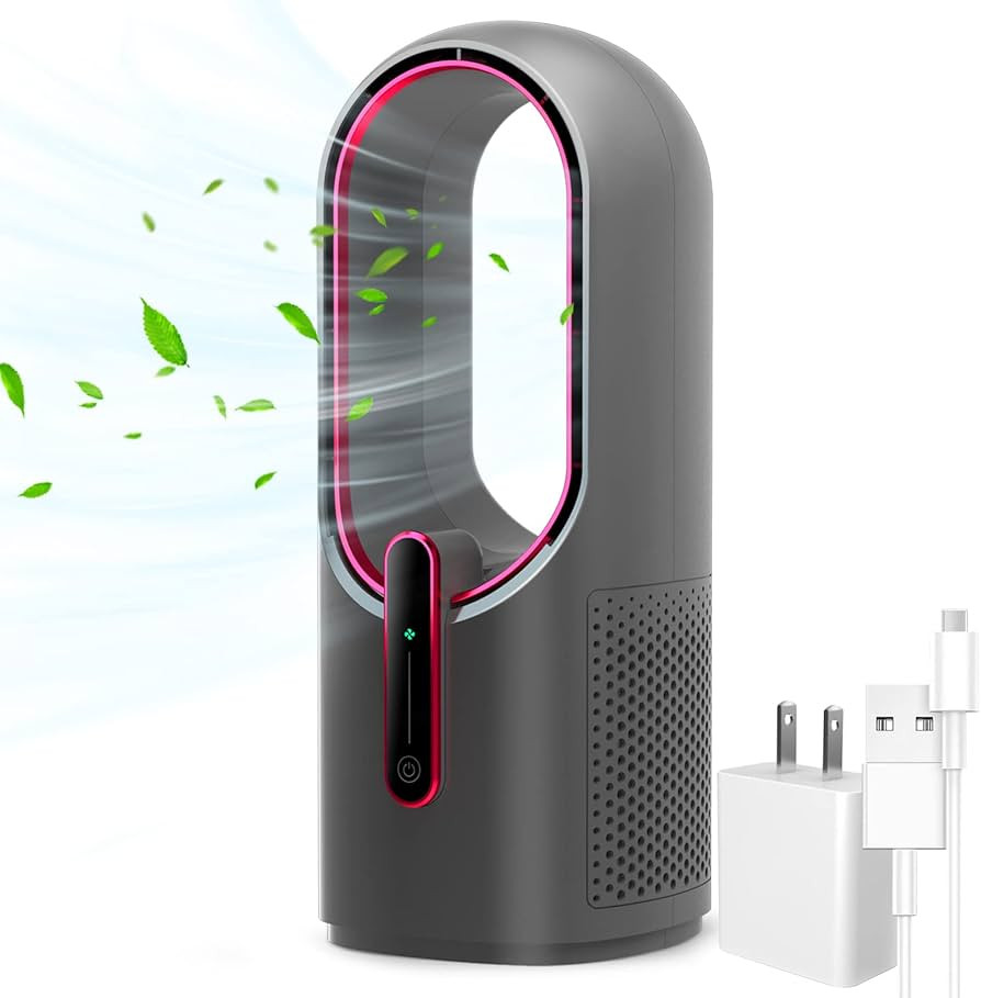 Desk Fan Bladeless, 11.8 Inch Office Fan Small, Quiet, 3 Speed Adjustment, Touch Control, Easy to... | Amazon (US)