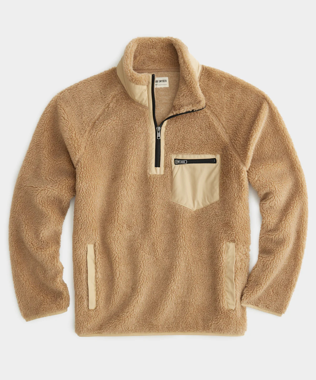 Italian Recycled Fleece Half-Zip Mockneck Jacket in Desert Beige | Todd Snyder