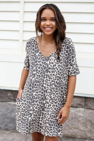 Piper Waffle Knit Leopard T-Shirt Dress | Dress Up