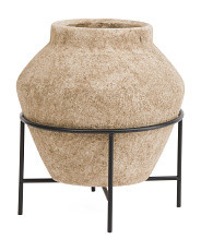 11.75x10.75 Outdoor Terracotta Planter With Metal Base | TJ Maxx