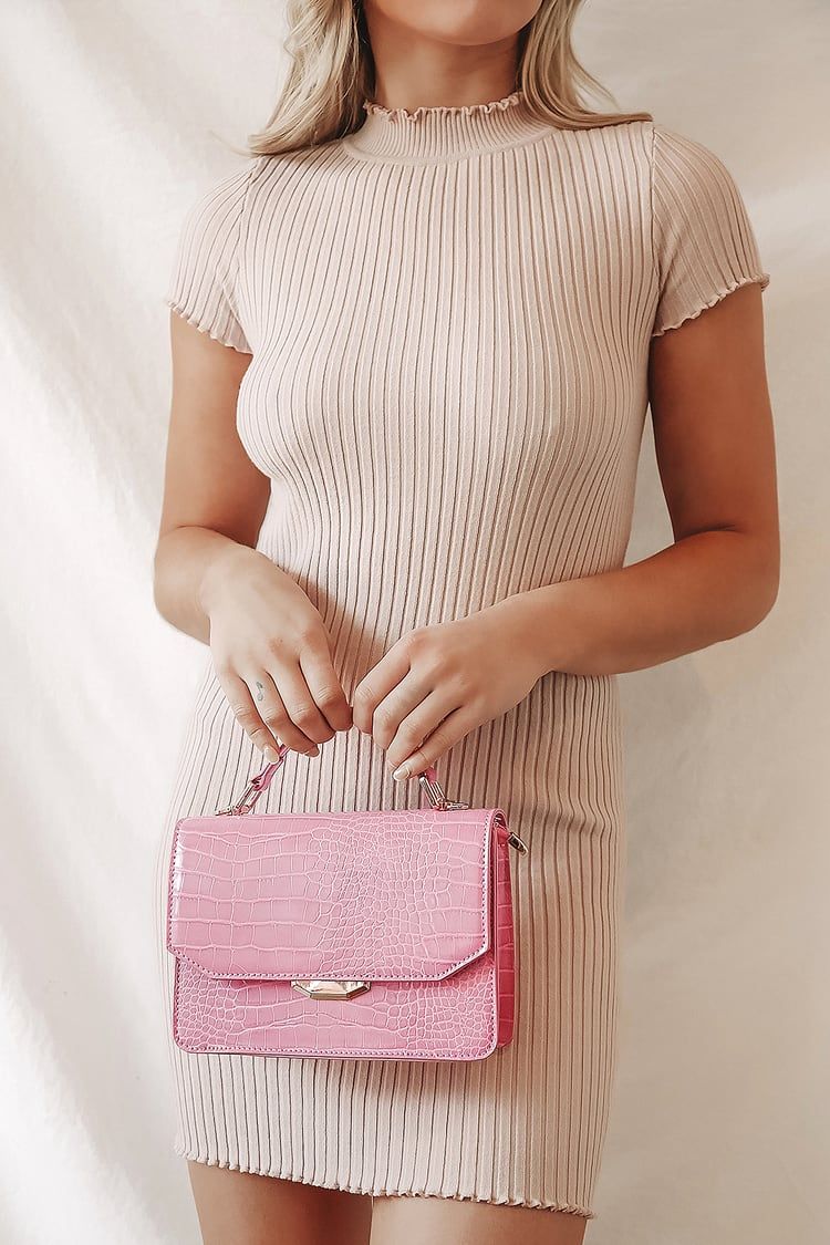 Fashionable Forever Pink Crocodile Embossed Crossbody Bag | Lulus (US)