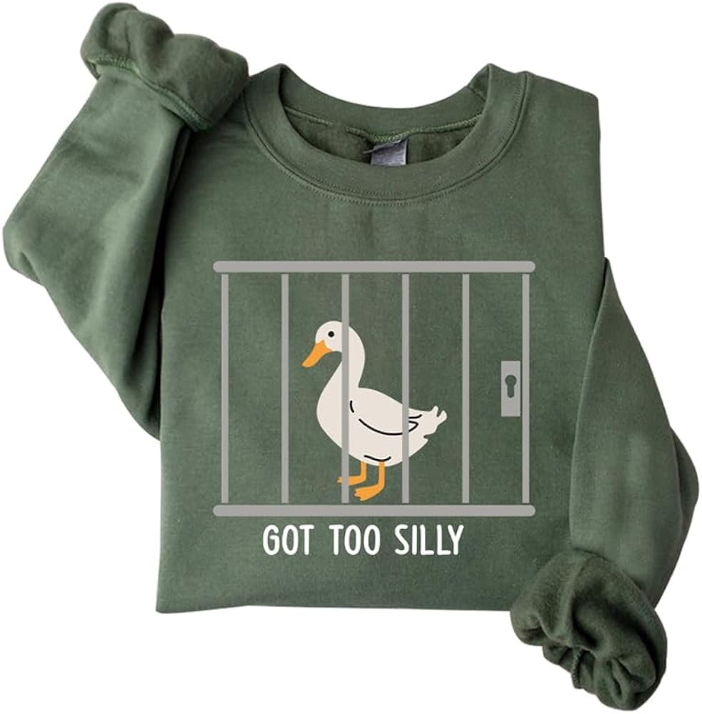 Goose Sweatshirt, Got Too Silly Shirt, Meme Crewneck Sweatshirt, Funny Clothing Gifts, Sweatshirt... | Amazon (US)